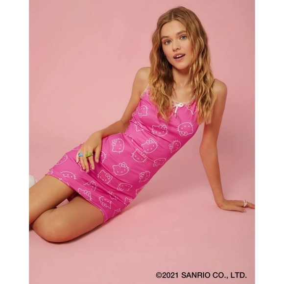 Hello Kitty Face Tank Mini Dress Hot Pink(Magenta) & White Size Sm&Med Avail - Picture 4 of 12